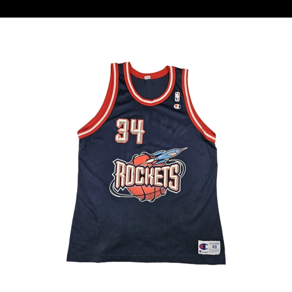 Vintage Champion Houston Rockets Hakeem Olajuwon Size 48 Jersey